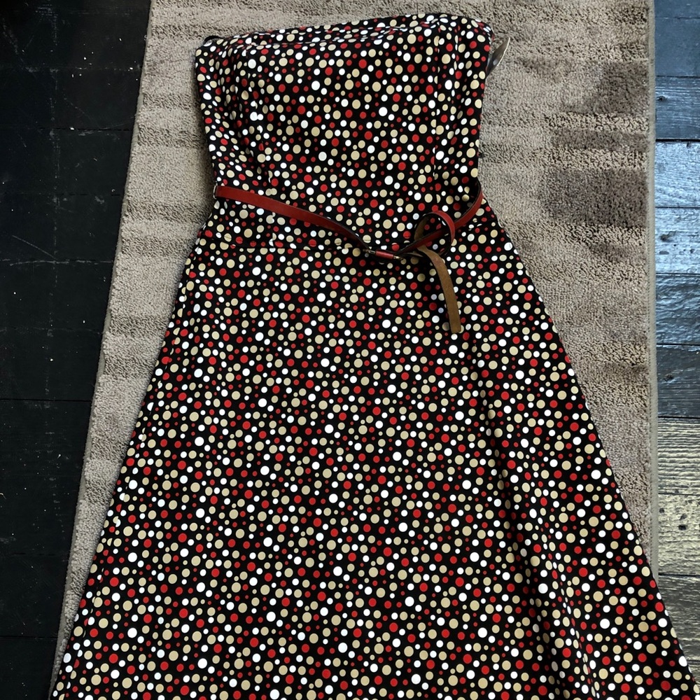 LULY K strapless polka dot dress/cotton stretch-Sm